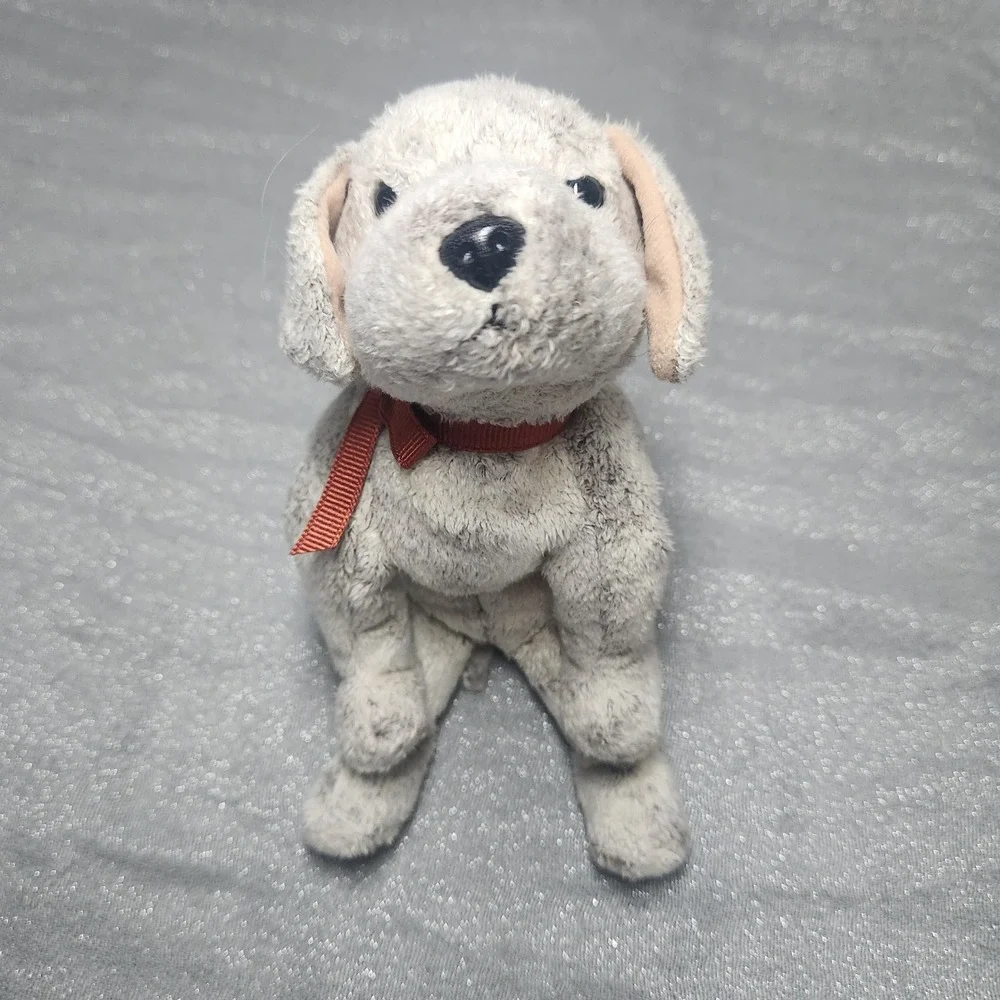 Ty Beanie Baby Tricks the Dog Grey White Spotted Puppy Plush Red Ribbon‎ 2000